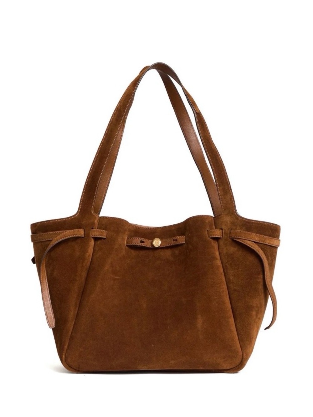 Suede Brown Tote Bag with Dual Shoulder Straps